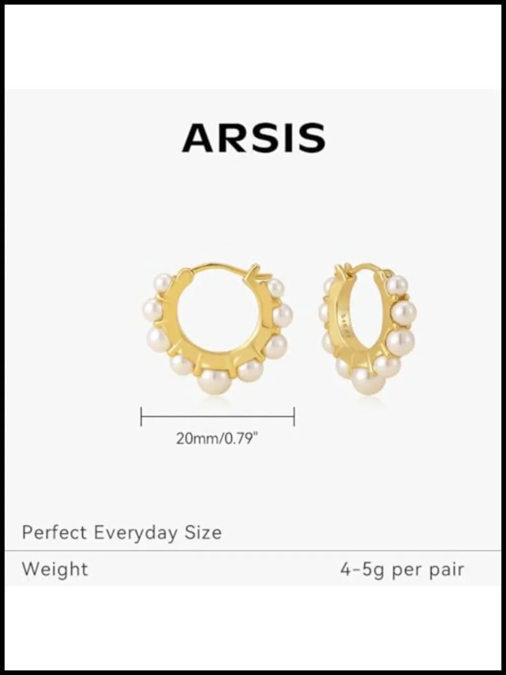 Pearl Hoop Earrings for Women 18K Gold Plated Hypoallergenic Sterling Silver